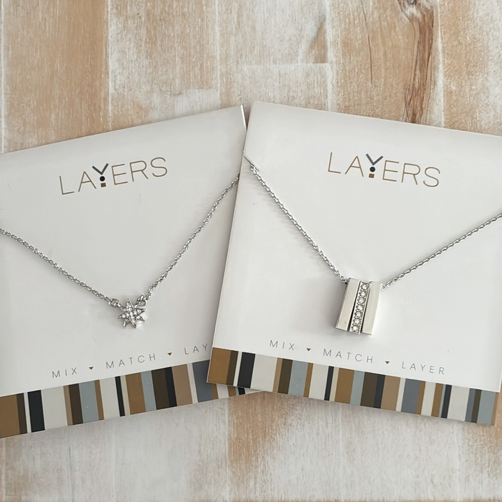 2 Silver Necklace Set